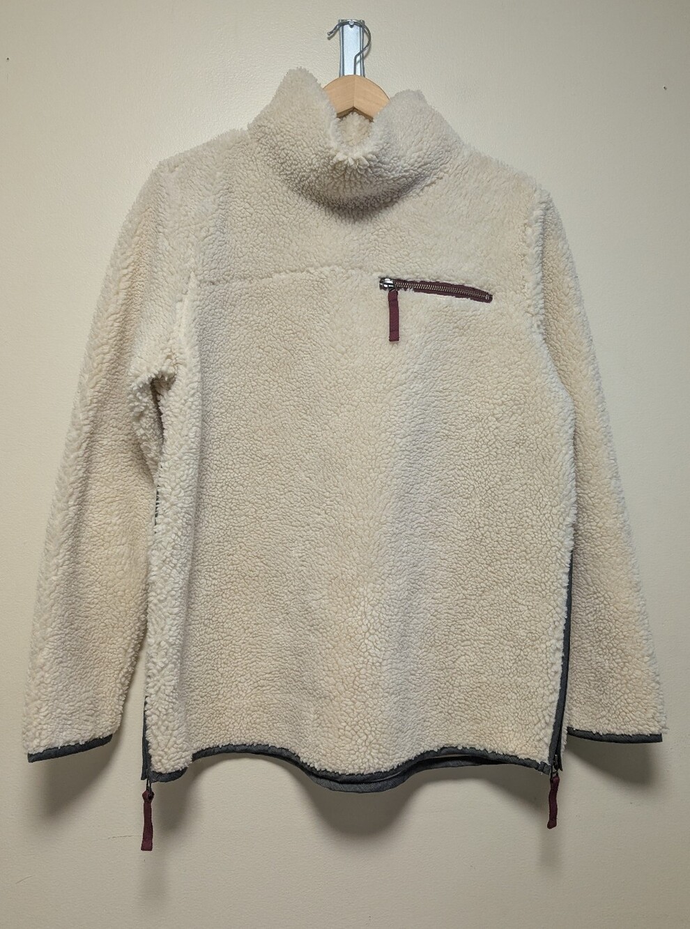 L.L.Bean Signature Sherpa Fleece Pullover Cream Teddy Fleece Jacket Large - Picture 1 of 7